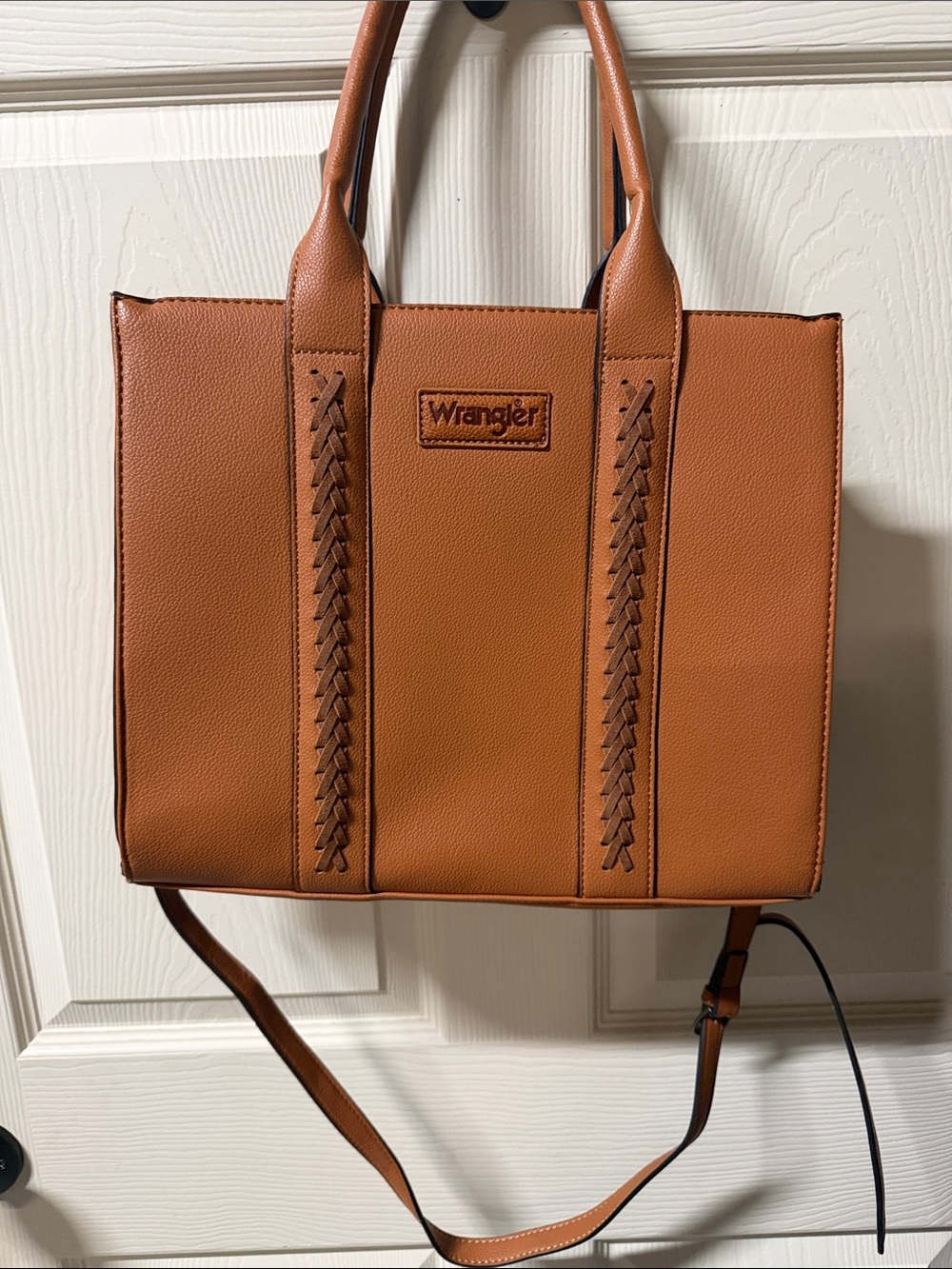 Wrangler Cognac Braided-Trim Tote